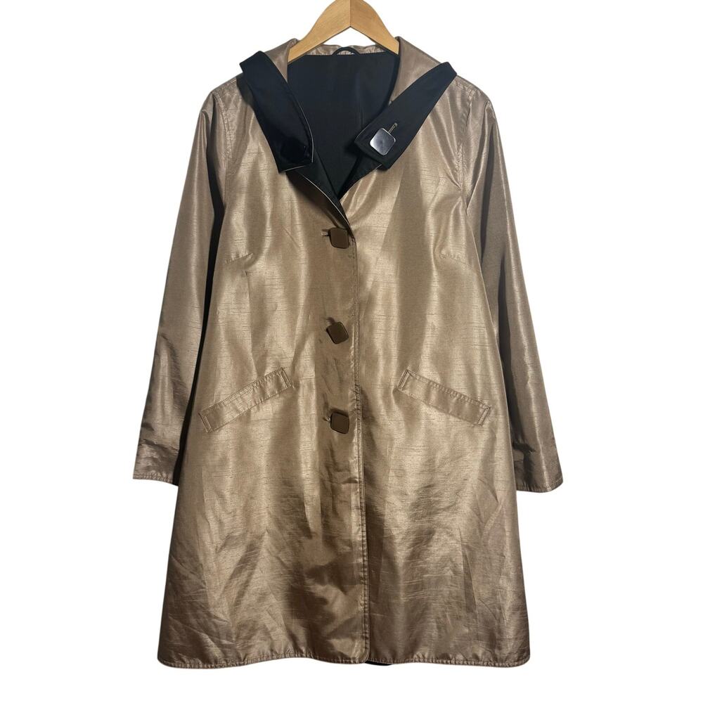 Mycra Pac One Reversible Coat Jacket Women S/M Tan Black Lagenlook Made‎ in USA